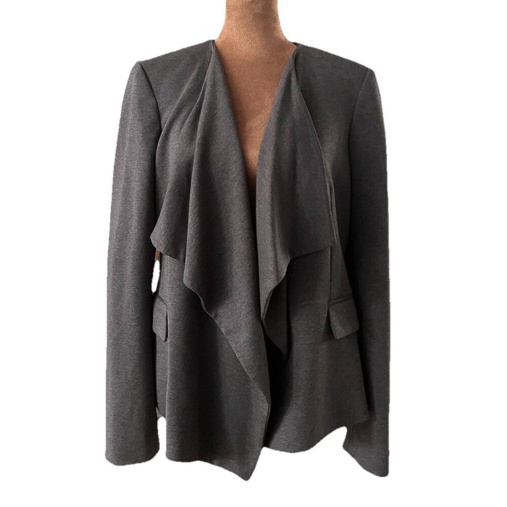 Karl Lagerfeld Paris Knit Blazer Women’s Small Gray Open Drape Front